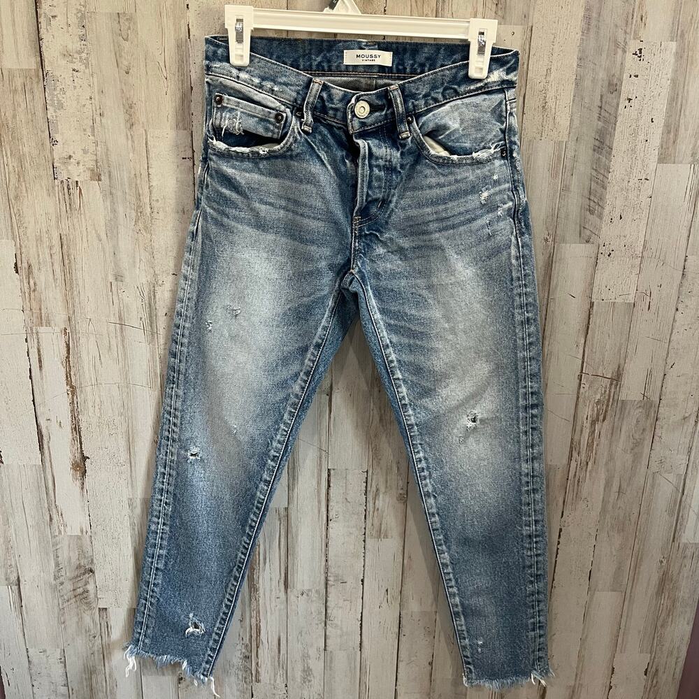 Moussy Vintage Howa Jeans Women’s Size 25 Distressed Made in Japan Button Fly